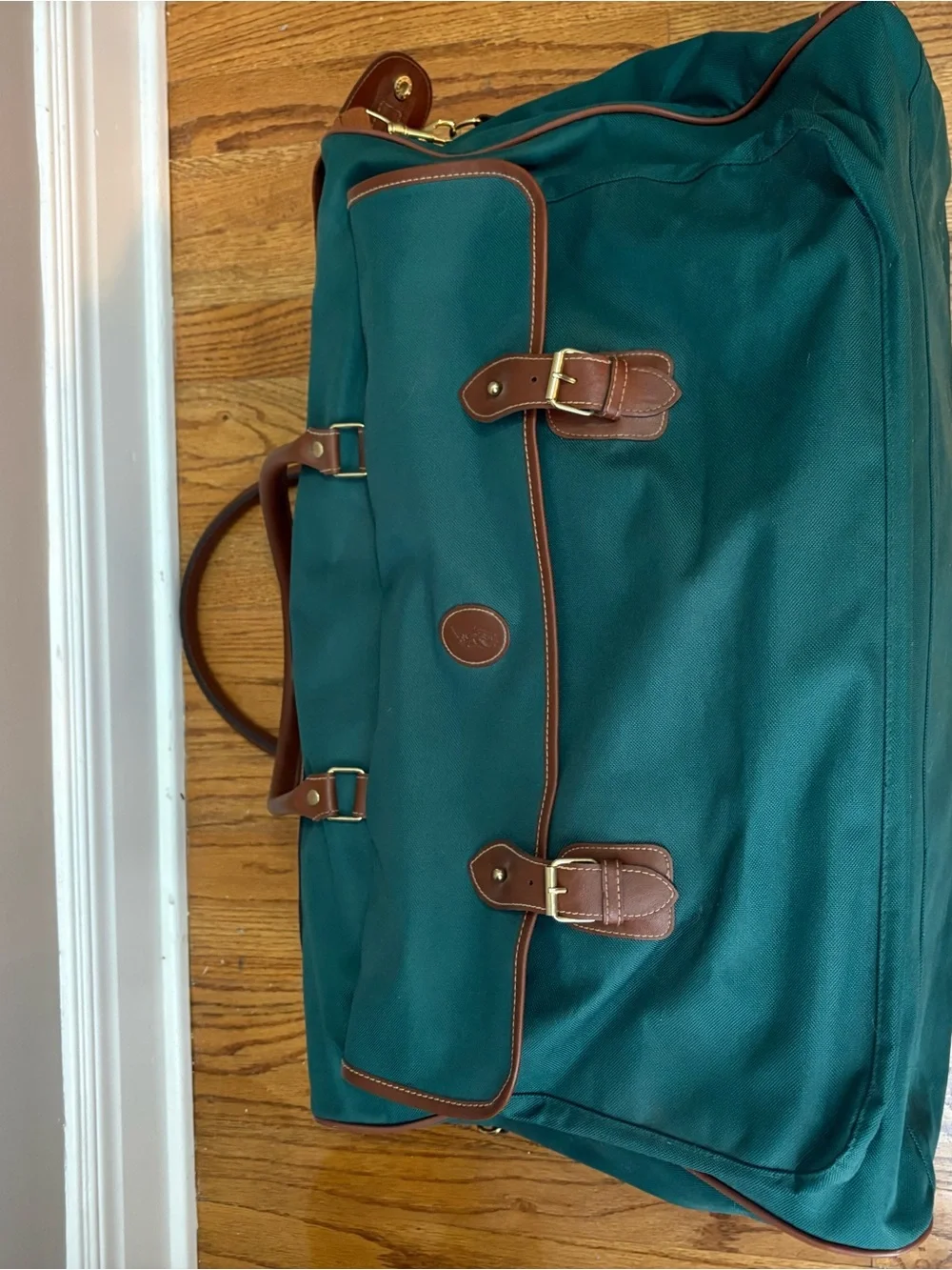 Polo by Ralph Lauren Teal Canvas Travel Duffel with Brown Leather Trim